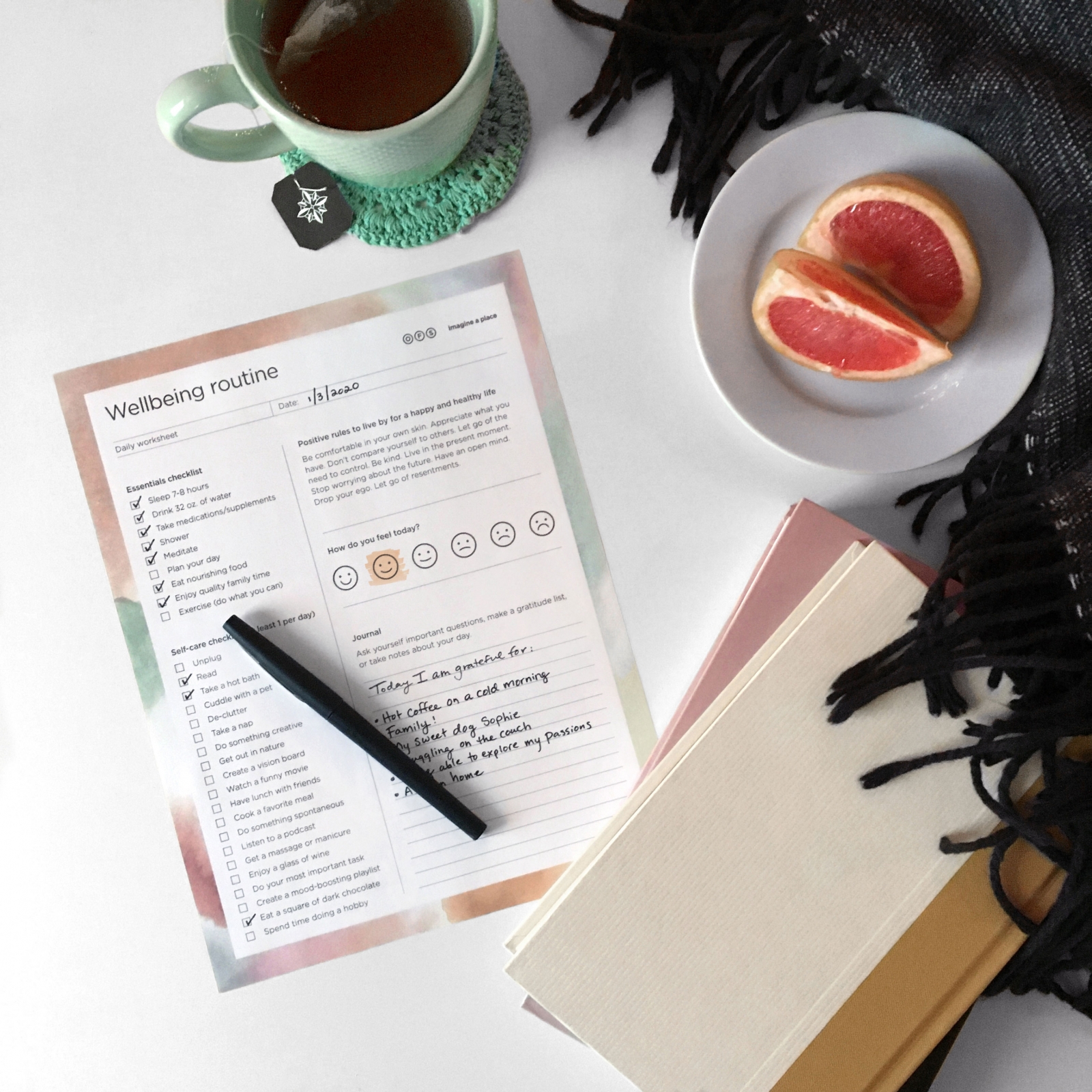 Wellbeing Worksheet - Imagine a Place - OFS